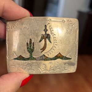 Jason Livingston Artistic Silver Belt Buckle with Western Motif